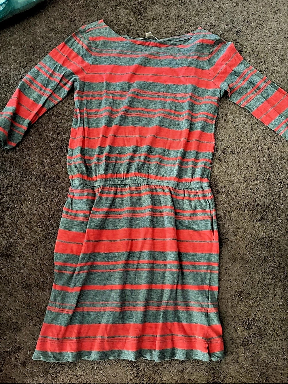 Banana Republic Striped Mini Dress in Red & Gray Like New